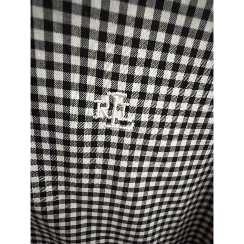 Lauren Ralph Lauren Non-Iron Gingham Button-Down Shirt | Black & White | Size XL - Picture 3 of 9